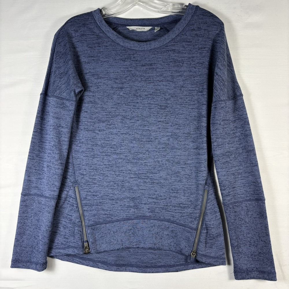 Title Nine Womens Pullover sweatshirt purple thumb holes zippers XXS